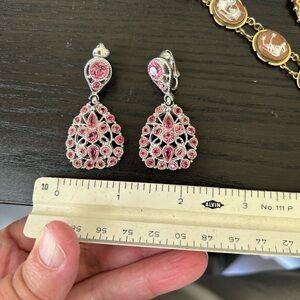 Charel Vintage Pink Rhinestone Drop Earrings - perfect condition